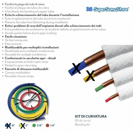 Kit di Curvatura Piegatubi per Condizionamento-Sonde da 1/4 a 3/8 per rame-descrizione-